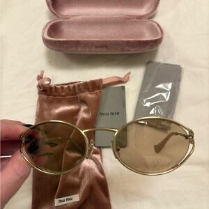 Miu Miu Gold Oval Sunglasses